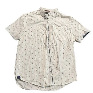 Cactus Man slim fit sail boat short sleeve white button down shirt